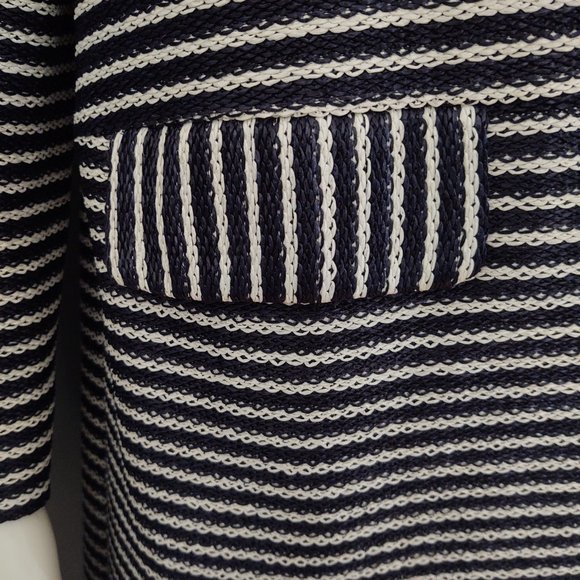 Tory Burch navy and white striped raffia coat-style Elaina - Picture 7 of 15
